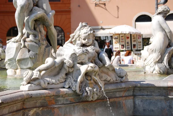 海王星喷泉在罗马，意大利 — 图库照片