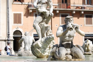 Fontana del moro piazza navona içinde. Roma, İtalya