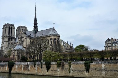 Paris, Fransa - ünlü Notre Dame katedrali aziz heykelleri. UNESCO Dünya Mirası Alanı