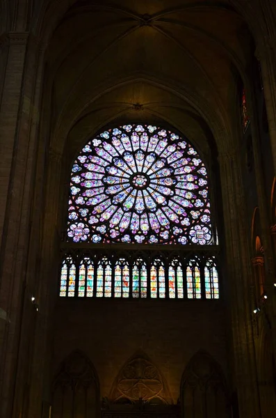 Interiör Notre Dame Katedralen Paris Frankrike — Stockfoto