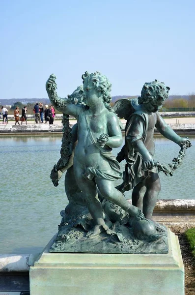 Versailles Sarayı Nın Batı Cephesinin Önündeki Versailles Bahçesindeki Bassin Midi — Stok fotoğraf