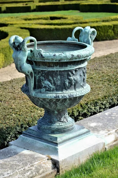 Beaux Vases Bronze Antique Dans Les Jardins Château Versailles Paris — Photo