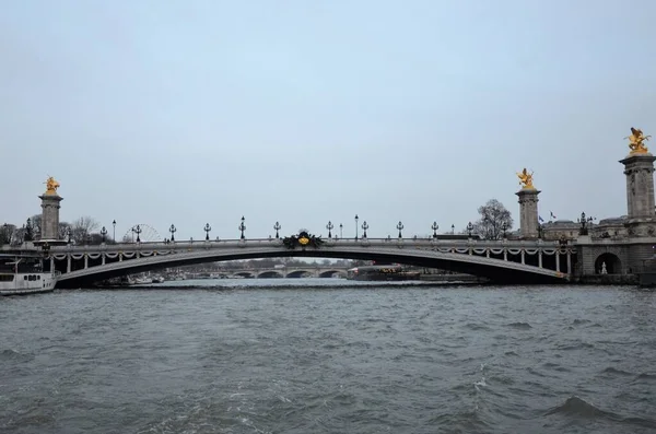 Famoso Puente Alexandre Iii Atardecer París Francia —  Fotos de Stock