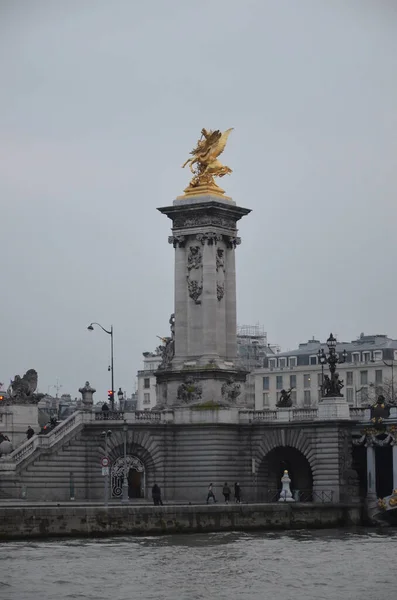 Famoso Puente Alexandre Iii Atardecer París Francia —  Fotos de Stock