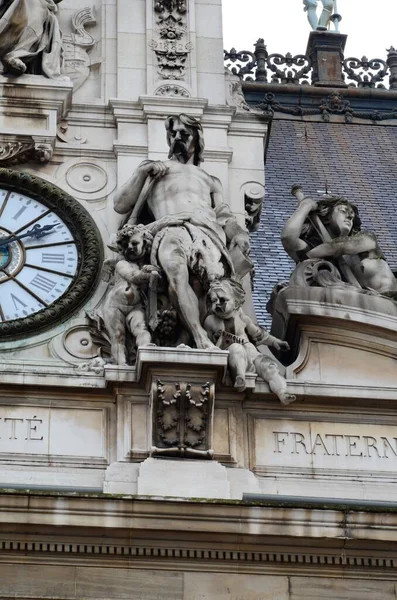 Gevel Van Het Stadhuis Van Parijs Frankrijk — Stockfoto
