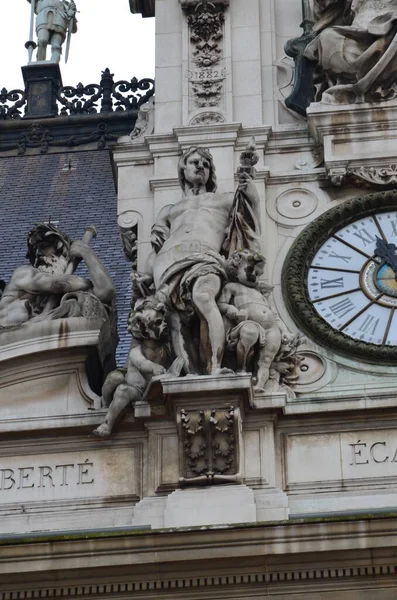 Fasada Ratusza Paryżu Francja — Zdjęcie stockowe