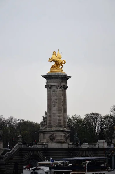 Famosa Ponte Alexandre Iii Pôr Sol Paris França — Fotografia de Stock