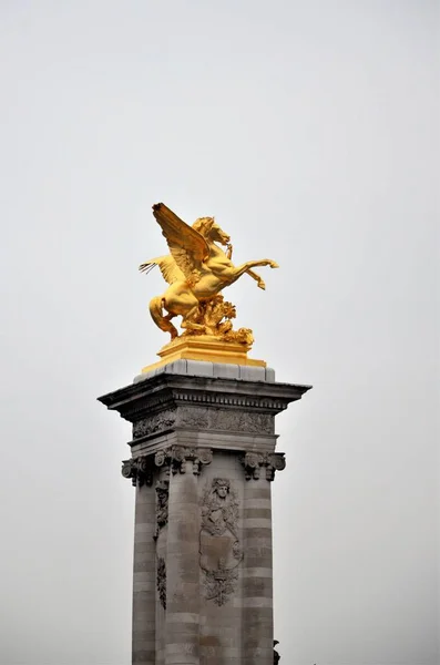 Famosa Ponte Alexandre Iii Pôr Sol Paris França — Fotografia de Stock