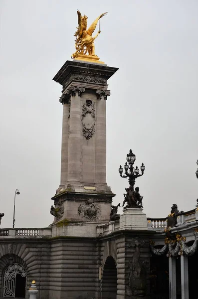 Famosa Ponte Alexandre Iii Pôr Sol Paris França — Fotografia de Stock