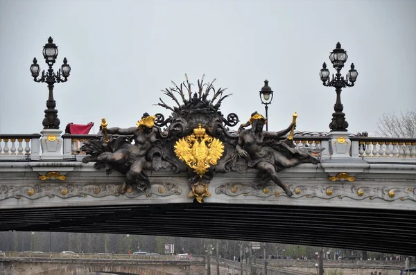 Famoso Puente Alexandre Iii Atardecer París Francia — Foto de Stock