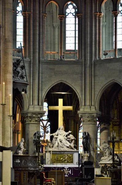 Parijs Frankrijk 2017 Interieur Van Notre Dame Kathedraal — Stockfoto