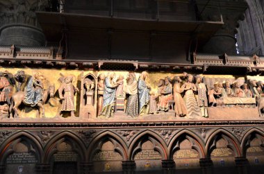 Paris, Fransa 03.24.2017: Notre Dame katedralinin içi