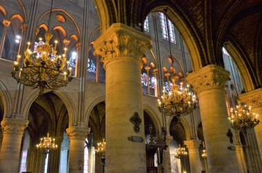 Paris, Fransa 03.24.2017: Notre Dame katedralinin içi