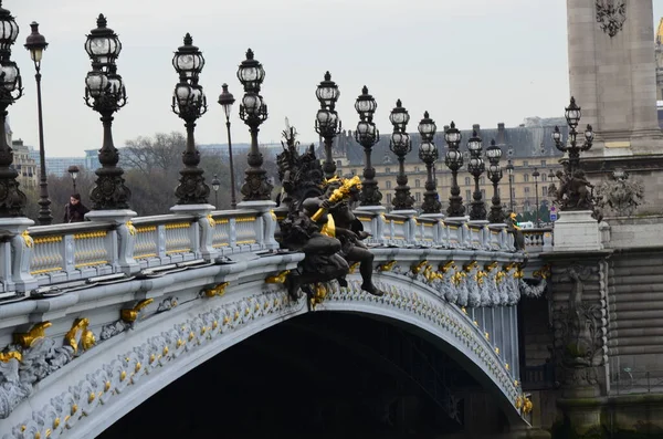 Famoso Puente Alexandre Iii Atardecer París Francia —  Fotos de Stock