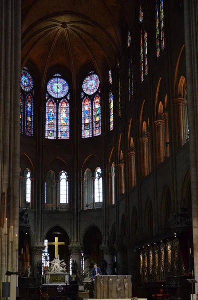 París Francia 2017 Interior Catedral Notre Dame —  Fotos de Stock