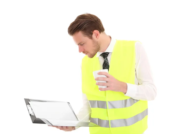 Businessman in a reflective vest — Stock Photo, Image