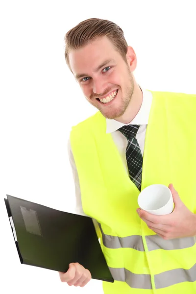 Businessman in a reflective vest — Stock Photo, Image