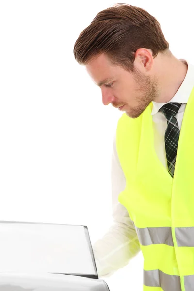 Businessman in a reflective vest — Stock Photo, Image