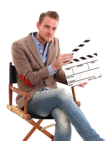 Man holding a film slate — Stock Photo, Image