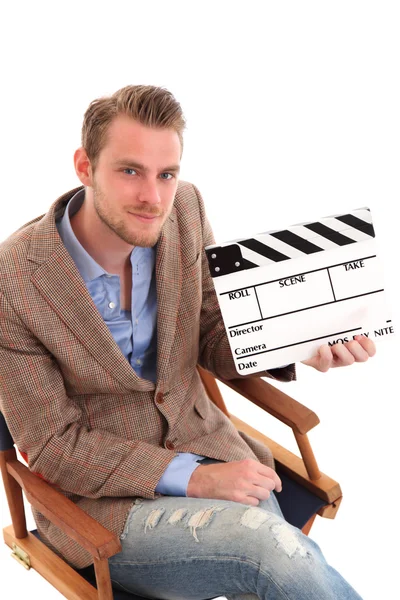 Mann mit Filmtafel — Stockfoto