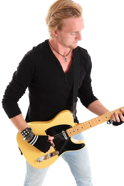 Cool looking rocker with guitar — Stock Photo, Image