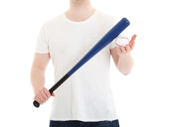 Closeup of baseball bat and ball — Stock Photo, Image