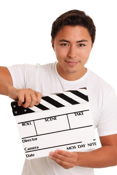 Man holding a film slate — Stock Photo, Image