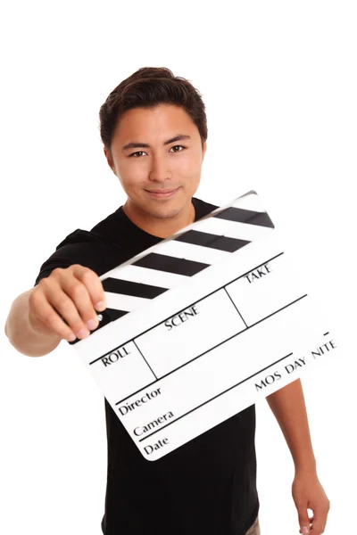 Man holding a film slate — Stock Photo, Image