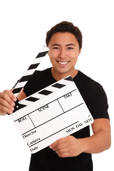 Man holding a film slate — Stock Photo, Image