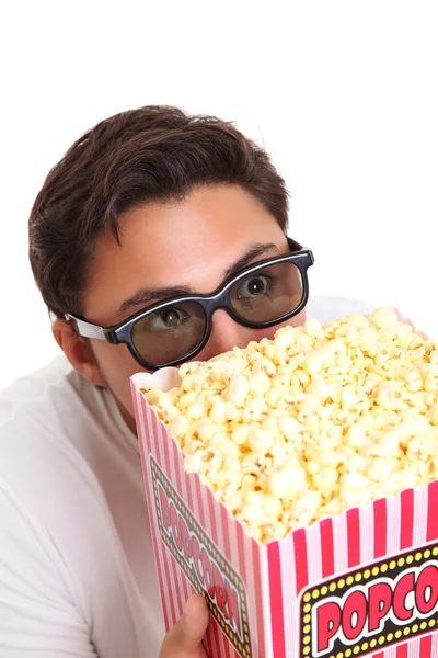 Hiding behind the popcorn — Stock Photo, Image