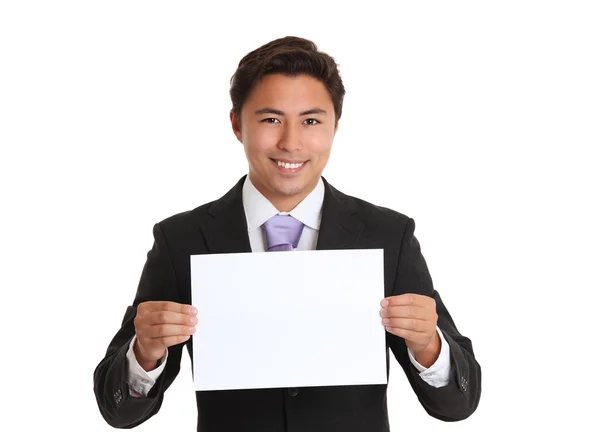 Businessman with blank paper — Stock Photo, Image