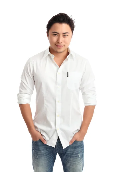 Relaxed young man in a white shirt — Stock Photo, Image