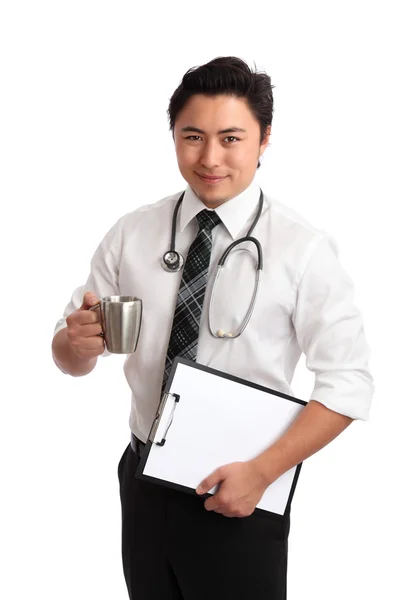 Young doctor with coffee cup — Stock Photo, Image