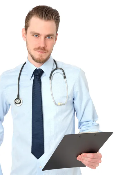 Young plastic surgeon with folder — Stock Photo, Image