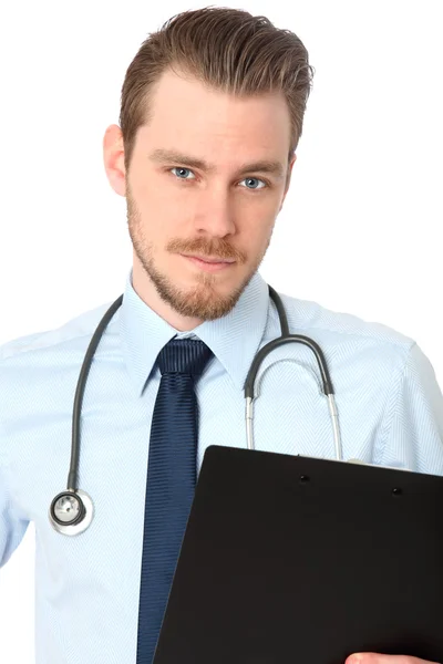 Young plastic surgeon with folder — Stock Photo, Image