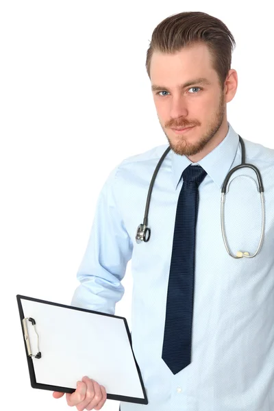 Young plastic surgeon with folder — Stock Photo, Image