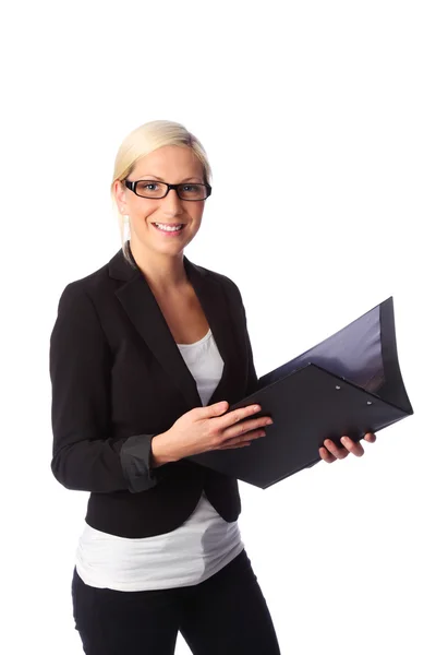 Businesswoman checking the numbers — Stock Photo, Image