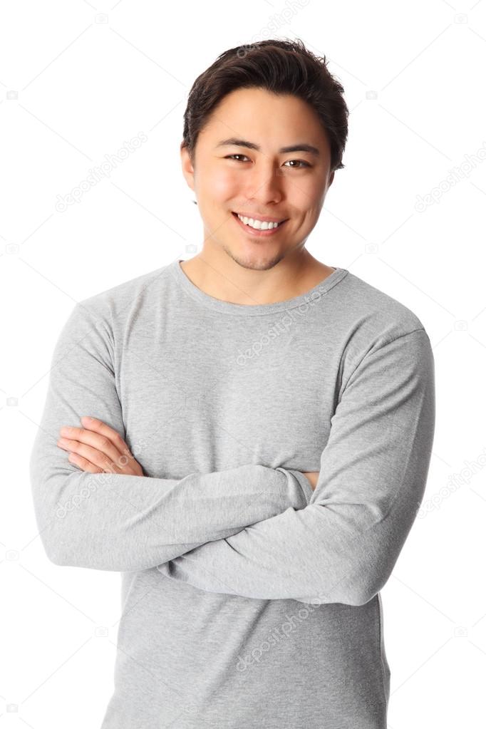 Relaxed young man white background