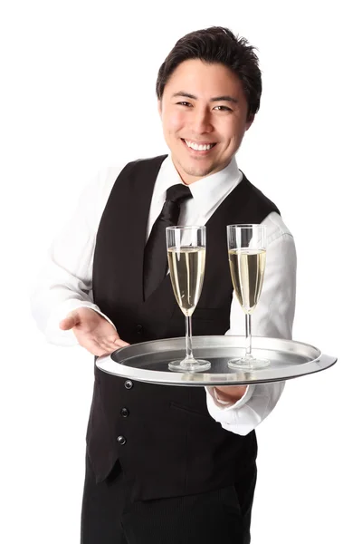 Zwei Gläser Champagner werden serviert! — Stockfoto