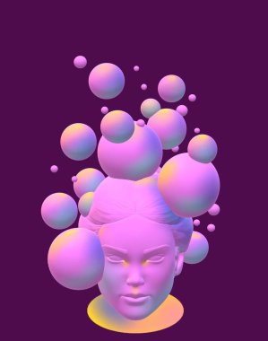 3d illustration, multicolored human sculpture, art