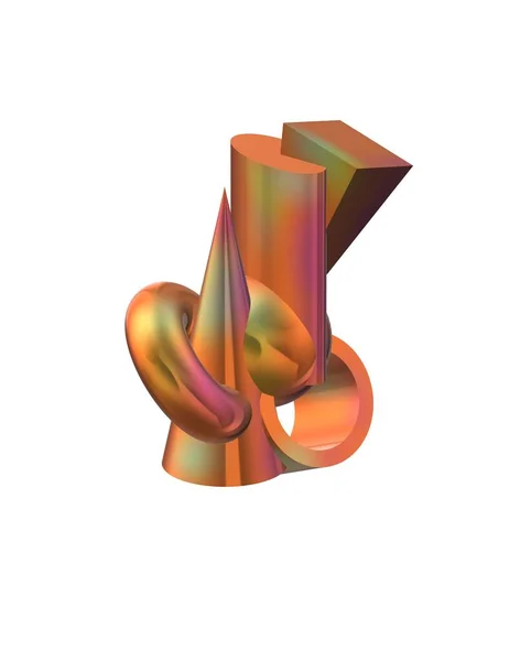 3d illustration, colorful geometric composition, art