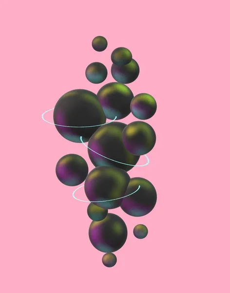 3d illustration, colorful geometric composition, art