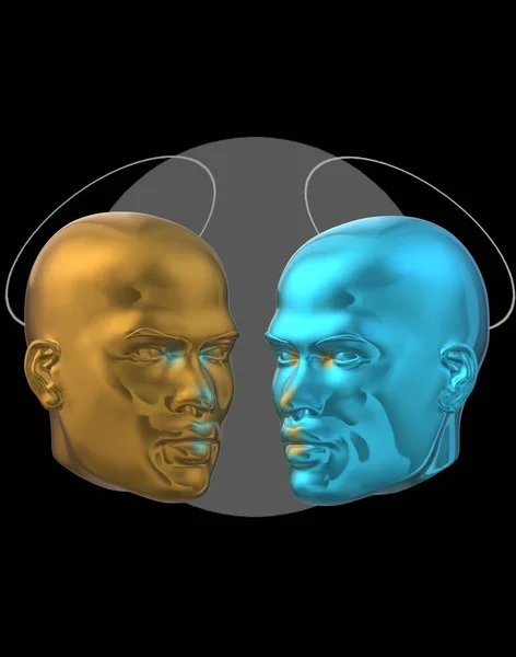 3d illustration, male head, art