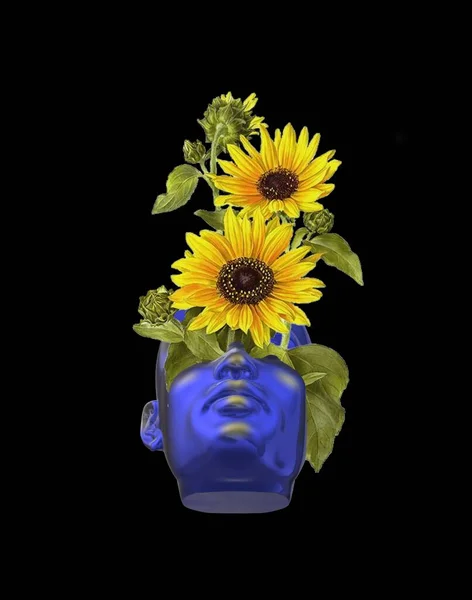 3d illustration, male head, art