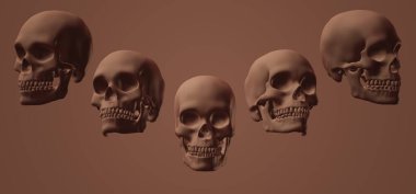 halloween illustration of a skull with a black background