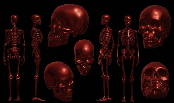 Human Skull Cage Black Background Rendering — Fotografia de Stock