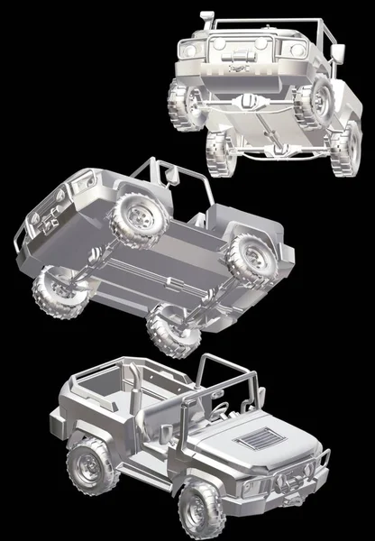 Bir arabanın 3D görüntüsü.