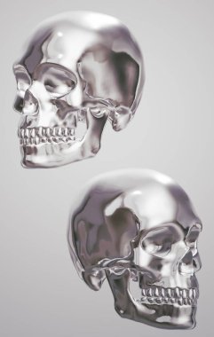 human face with skull and skulls. halloween illustration.
