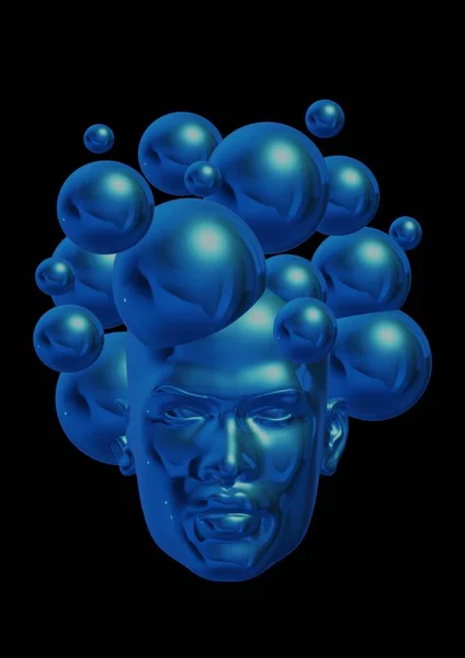 3d rendering of a blue and white artificial intelligence
