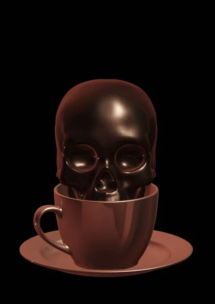 Render Cup Coffee Black Background — Stockfoto